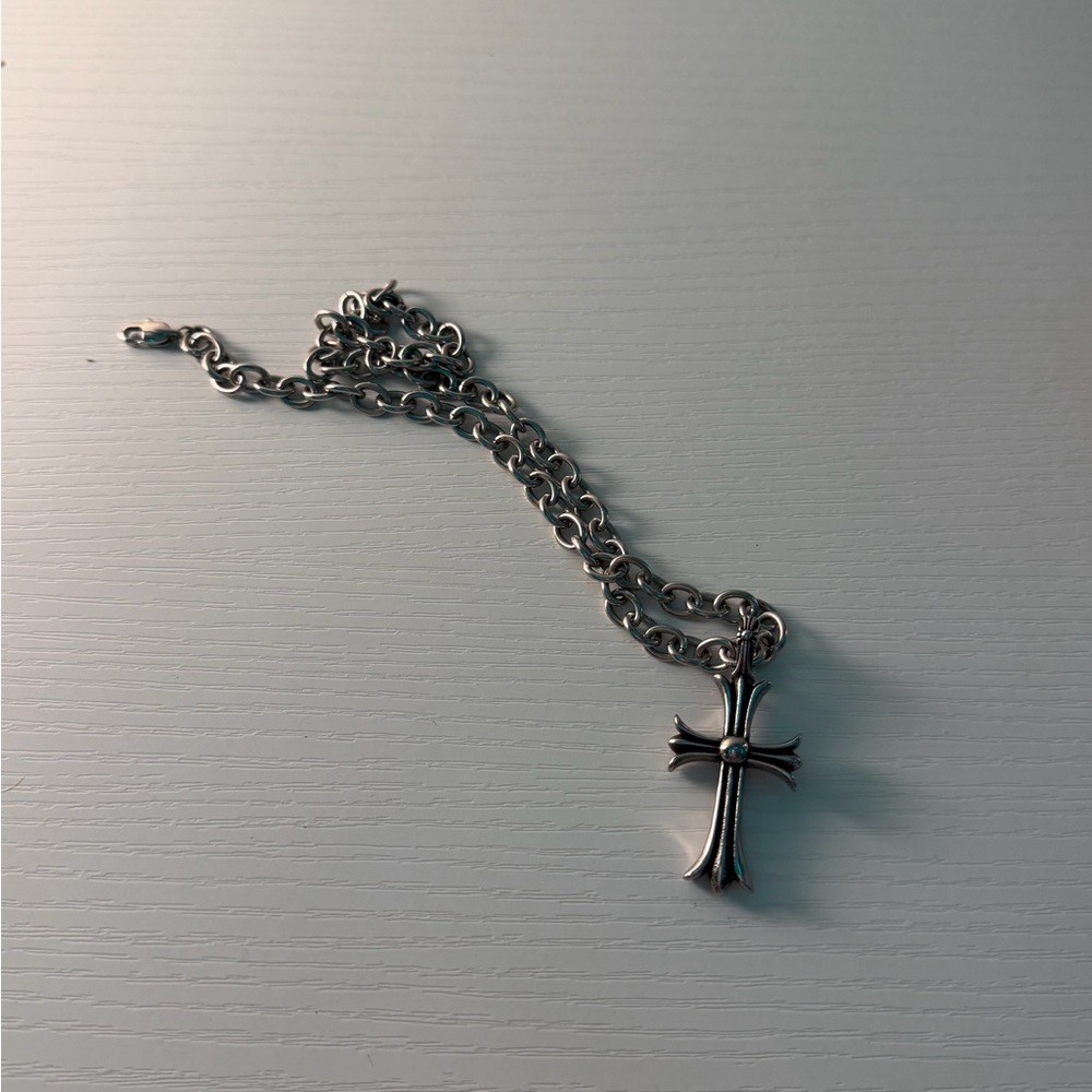 Chrome Hearts Silver Cross Pendant Necklace